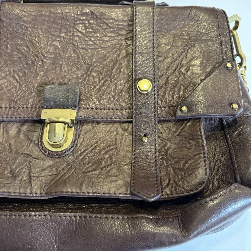 ORYANI Large Flap Satchel Brown Briefcase Messenger Crossbody Bag Leather - Picture 2 of 16